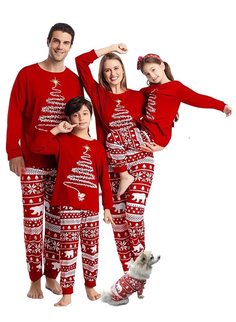 FOLAI Children's Family Matching Pajamas Holiday Matching Clothing Long-Sleeved Parent-Child Pajamas for Home Suitable for Women Men Children and Pets (Dog) - Image 1