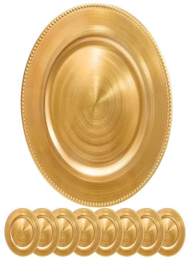 DaCakeWS Gold Charger Plates 10PCS,13inch Round Beaded Plastic Charger Plates,Plate Chargers Bulk for wedding,Dinner,Party,Decoration(Gold 10) - Image 1