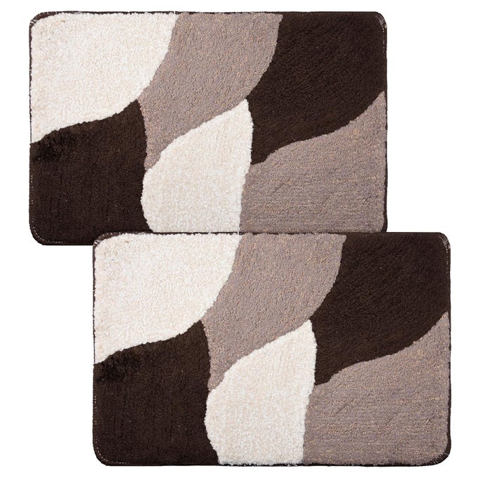 PACK OF 2 16X24 SOFT ANTISKID DOORMAT FOR BATHROOM AESTHETIC PAYDAN FOR HOME WATER ABSORBING MAT FOR KITCHEN BATH MATS FOR BATHING AREA CHECKS BROWN BEIGE