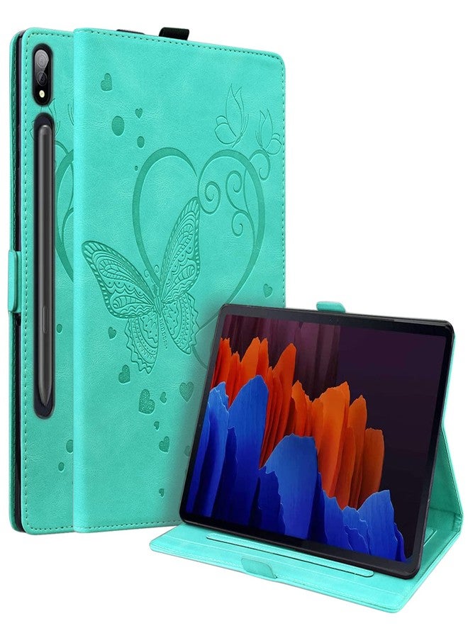 Dteck Galaxy Tab S8 Ultra Case 14.6 inch - Premium Flip Leather Smart Wake/Sleep Cover [3D Embossed Butterfly] & Multiple Angles Stand Tablet Case for Samsung Galaxy S8 Ultra 14.6 Tablet SM-X900/X906, Green - Image 1