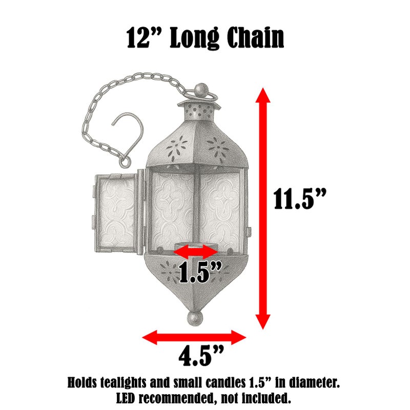 Vela Lanterns فوانيس فيلا 11.5" معلقة مغربية زخرفية لمصباح الشموع - حامل شموع ضوء الشاي للداخل والخارج للباحة، الشرفة، رمضان أو ديكور المنزل، بنفسجي ملكي - Image 4