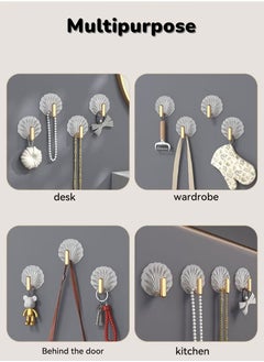 RTYY 5 Pcs Multipurpose Acrylic Wall Storage Hook Decorative Gold Hook Strong Adhesive Wall Hooks Purse Hook Cute Wall Mounted Hook Kitchen Hooks Key Hook  - Image 3
