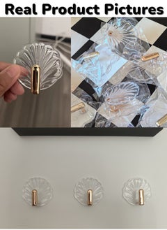 RTYY 5 Pcs Multipurpose Acrylic Wall Storage Hook Decorative Gold Hook Strong Adhesive Wall Hooks Purse Hook Cute Wall Mounted Hook Kitchen Hooks Key Hook  - Image 4