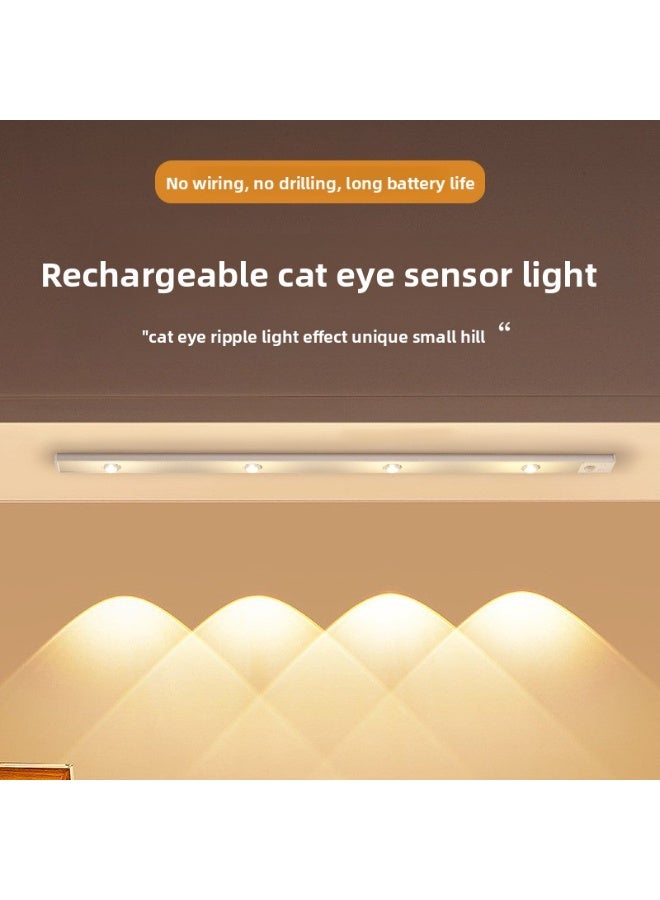 Smart LED Wireless Motion-Sensor Rechargeable Ultra-Thin Cat Eye Hill Wave Ambient Light, Ideal for Wine Cabinets, Wardrobes and Cupboards - Image 1