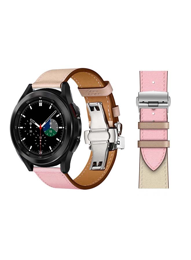 Perfii Genuine Leather Replacement Band for Samsung Galaxy Watch4 42/46mm Rose Sakura - Image 1
