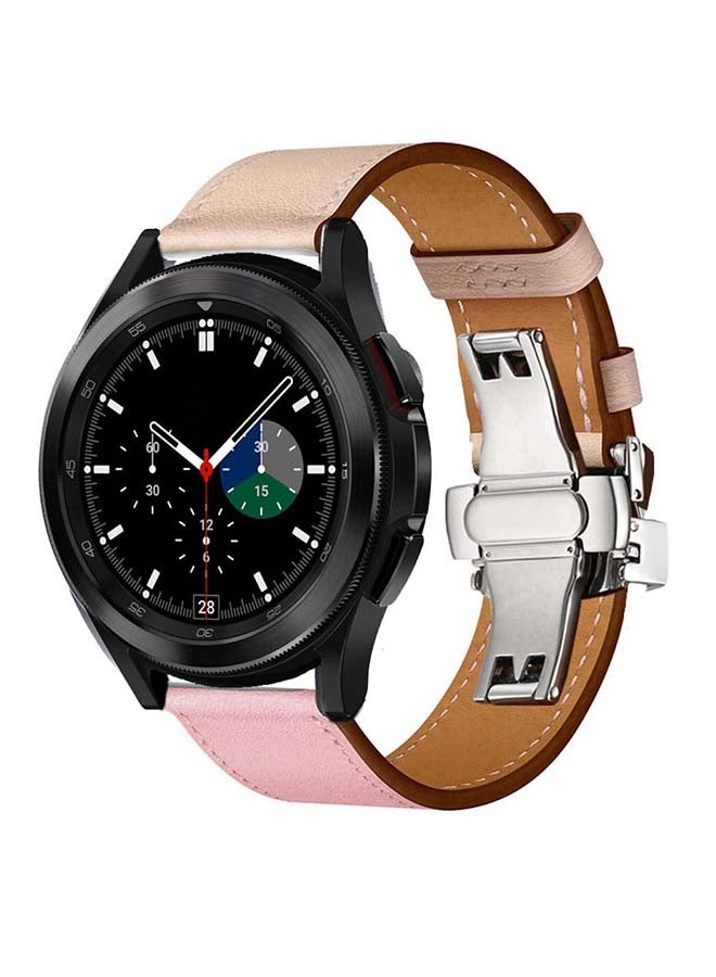 Perfii Genuine Leather Replacement Band for Samsung Galaxy Watch4 42/46mm Rose Sakura - Image 2