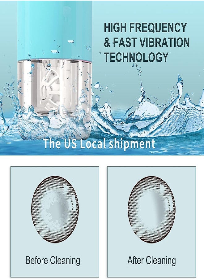 Generic Ultrasonic Contact Lens Cleaner Intelligent Cleaning Machine for Soft and Rigid RGP Contact Lenses Portable Contact Lenses Cleaners Case Soft Contact Lenses for Traveling/Home (Blue)  - Image 2