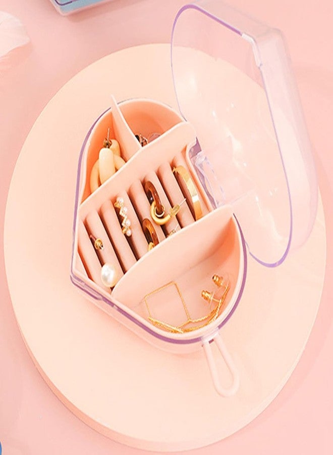 YONIMI 2 Pcs Travel Jewelry Box Small Travel Jewelry Box Heart Shape Jewelry Box Portable Jewelry Organizer for Rings Earrings Necklace(Pink) - Image 3