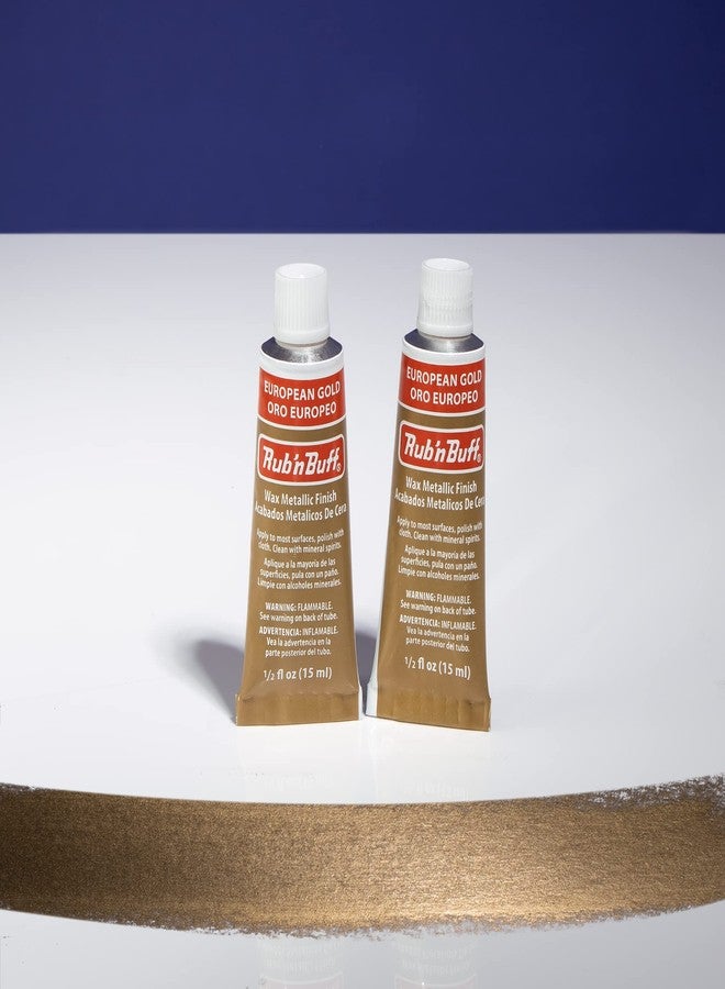AMACO Rub n Buff Wax Metallic Finish - 2 Rub n Buff European Gold 15ml Tubes - Versatile Gilding Wax for Finishing Furniture Antiquing and Restoration - Rub and Buff Colors Set of Two - Image 2