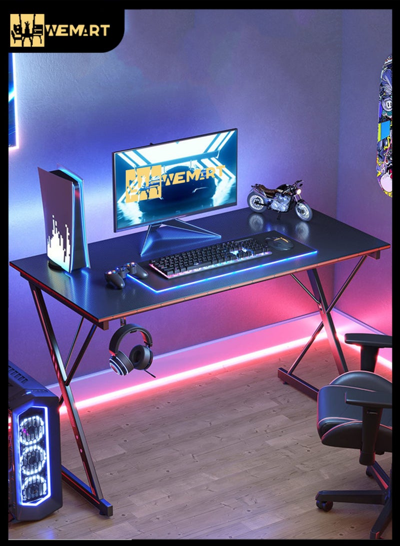 WEMART Gaming Desk 80 CM PC Computer Desk, Carbon Fiber Home Office Desk Table Gamer Workstation, Simple Game Table, Black  - Image 1