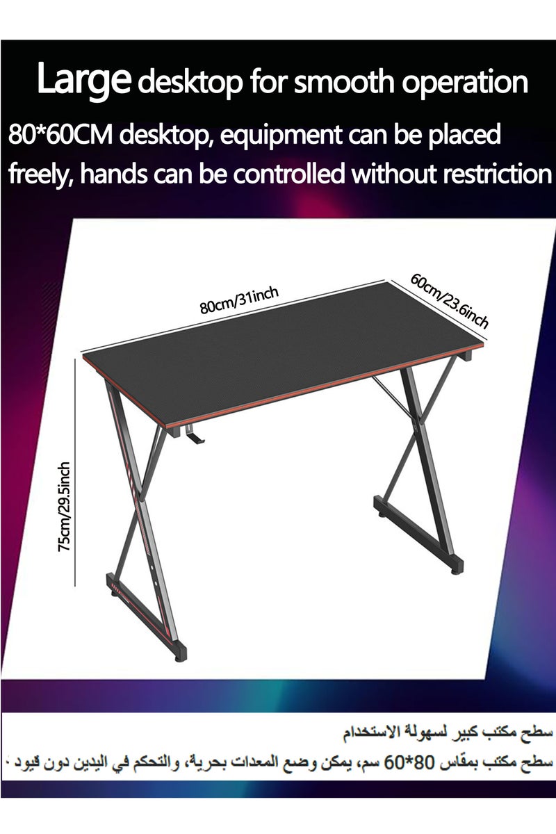 WEMART Gaming Desk 80 CM PC Computer Desk, Carbon Fiber Home Office Desk Table Gamer Workstation, Simple Game Table, Black  - Image 2