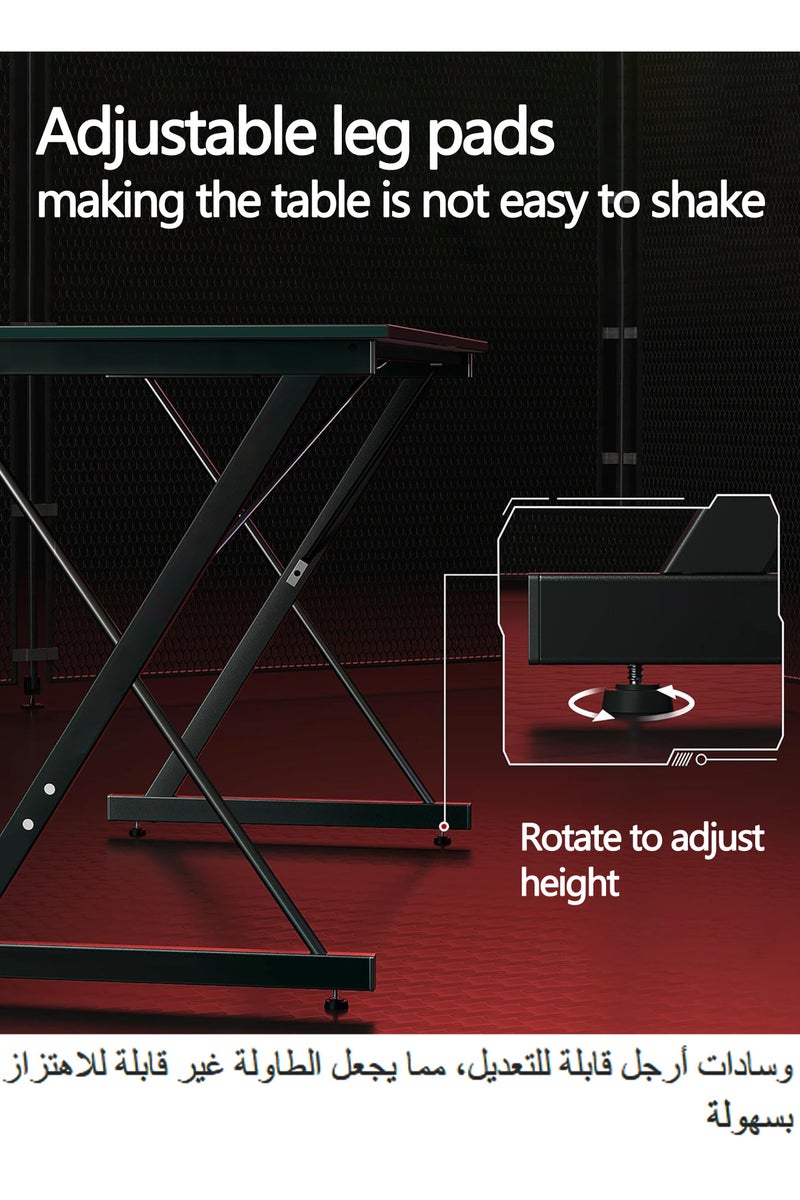 WEMART Gaming Desk 80 CM PC Computer Desk, Carbon Fiber Home Office Desk Table Gamer Workstation, Simple Game Table, Black  - Image 3