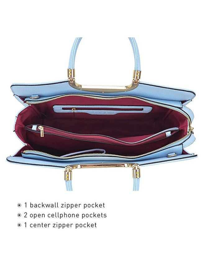 DASEIN Womens Handbag Top Handle Shoulder Bag Tote Satchel Purse Work Bag with Matching Wallet (1-Light Blue) - Image 4