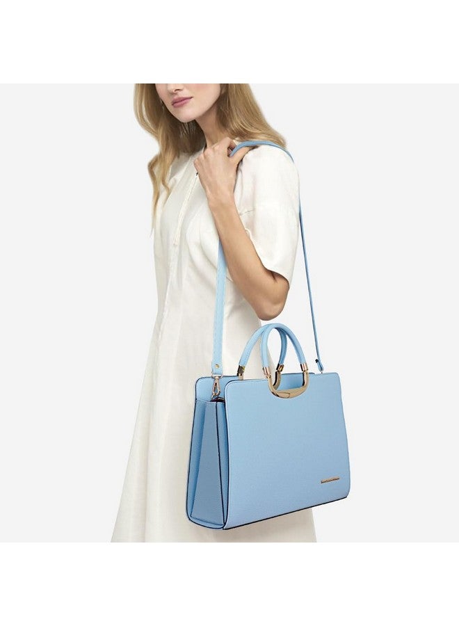 DASEIN Womens Handbag Top Handle Shoulder Bag Tote Satchel Purse Work Bag with Matching Wallet (1-Light Blue) - Image 1