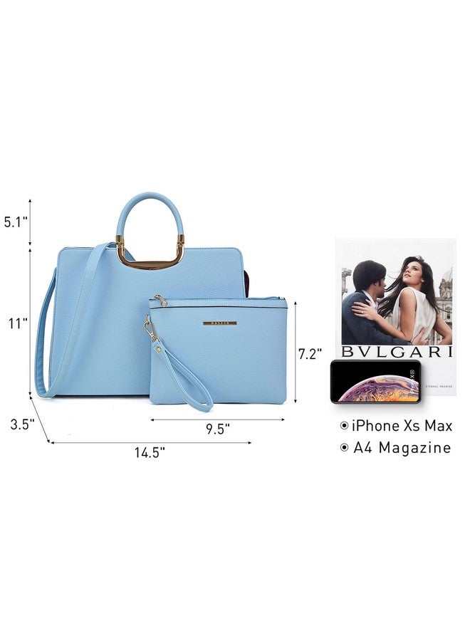 DASEIN Womens Handbag Top Handle Shoulder Bag Tote Satchel Purse Work Bag with Matching Wallet (1-Light Blue) - Image 3