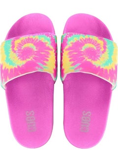 CUBS Lavendar Tie Dyed Everyday Wear Eco-Friendly Pvc Slides For Kids Lightweight Easy To Wash And Anti-Slip Soles 