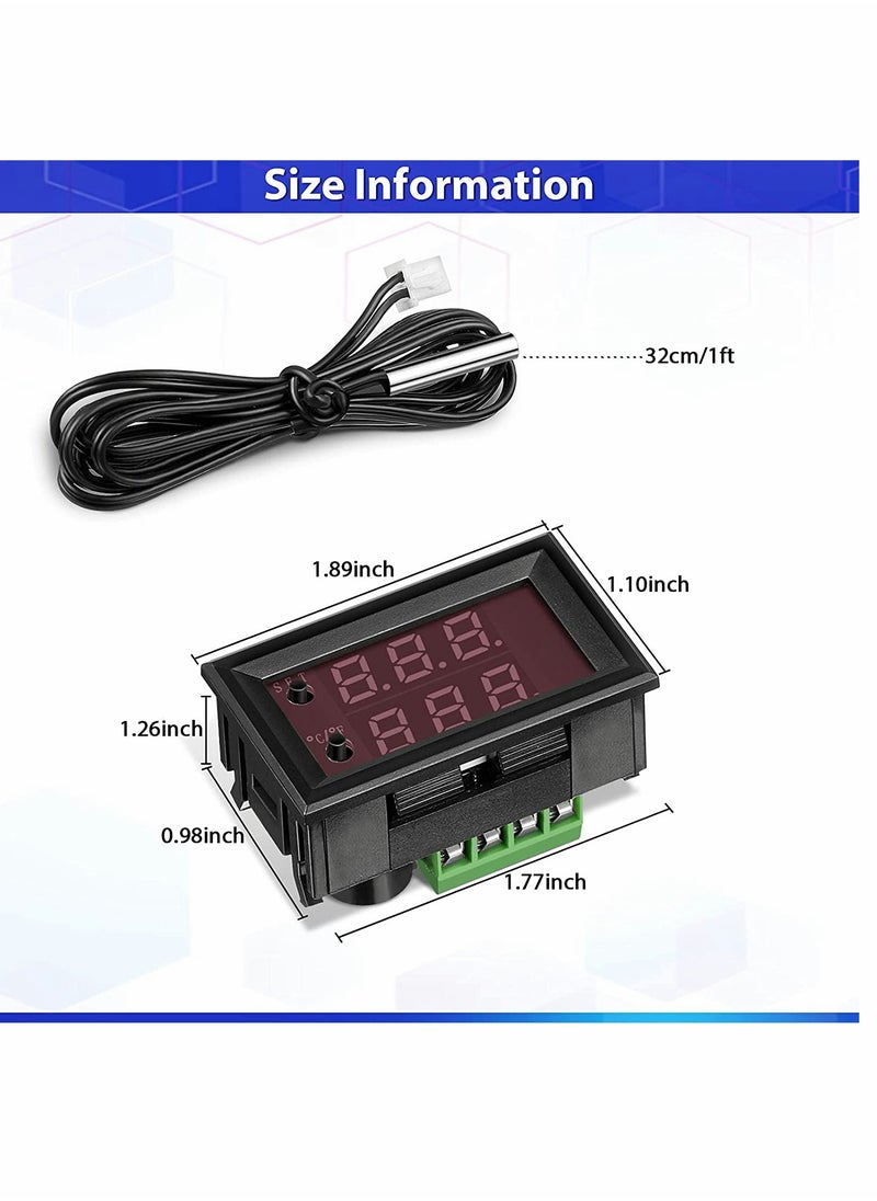 KASTWAVE - 12V Electronic Temperature Controller Programmable 50 to 110 Degree Celsius Heating Cooling Thermostat Control Switch Module NTC Waterproof Sensor Probe Dual Color LED Display Monitor (2 Pcs) - Image 1