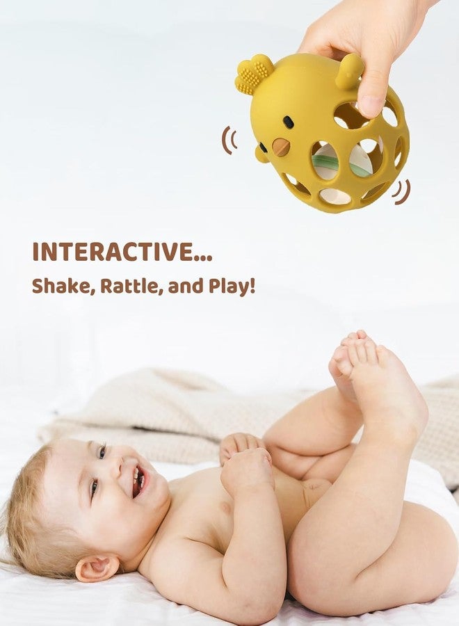 Onomie Baby Teething Chick Toy, Upgraded Easy Grasp Silicone Teething Rattle Ball Toy for Babies Over 3 Months, 100% Food Grade, Gift for Infant Boys and Girls 0-6-12 Months (Yellow) - Image 3