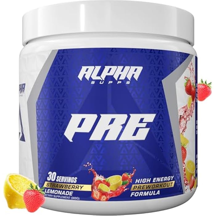 Alpha Supps Pre, Pre-Workout Powder for Men & Women, Back to Basics Preworkout Formula for Fitness & Gym Training Athletes - Boost Energy, Focus & Performance (30 Servings, Strawberry Lemonade) - Image 1
