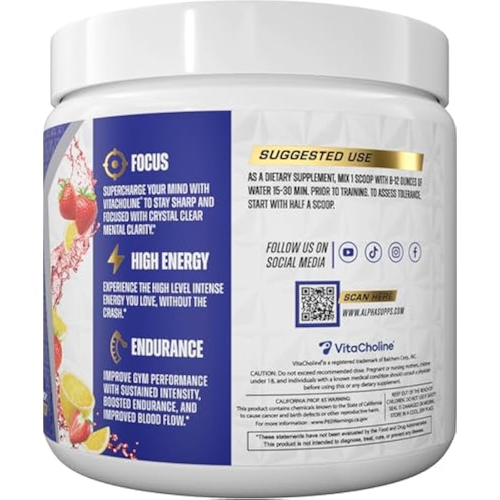 Alpha Supps Pre, Pre-Workout Powder for Men & Women, Back to Basics Preworkout Formula for Fitness & Gym Training Athletes - Boost Energy, Focus & Performance (30 Servings, Strawberry Lemonade) - Image 3