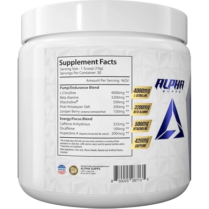 Alpha Supps Pre, Pre-Workout Powder for Men & Women, Back to Basics Preworkout Formula for Fitness & Gym Training Athletes - Boost Energy, Focus & Performance (30 Servings, Strawberry Lemonade) - Image 4
