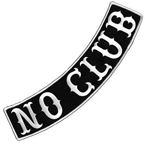 VEGASBEE® NO Club Patch Embroidered Iron-On Patch Biker Jacket Rider Vest Bottom Rocker 12" USA Original (Black-White) - Image 1