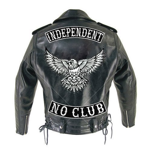 VEGASBEE® NO Club Patch Embroidered Iron-On Patch Biker Jacket Rider Vest Bottom Rocker 12" USA Original (Black-White) - Image 5