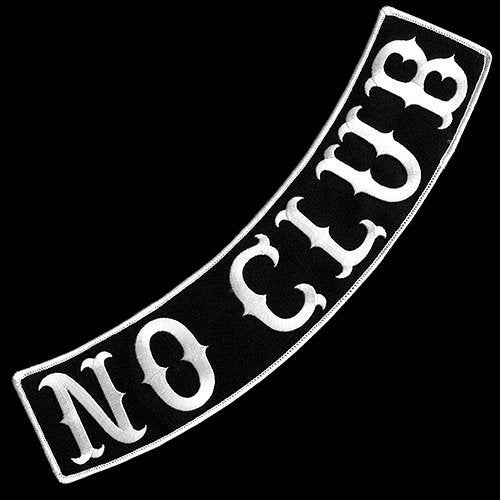 VEGASBEE® NO Club Patch Embroidered Iron-On Patch Biker Jacket Rider Vest Bottom Rocker 12" USA Original (Black-White) - Image 2