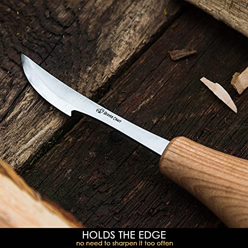 BeaverCraft Wood Carving Knife for Detail C17P - Sloyd Chip Carving Knife Carbon Steel - Whittling Knives for Beginners and Professionals - Wood Whittling Tools Woodworking Palm Chisel - Image 3