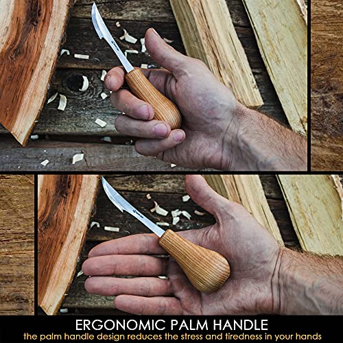 BeaverCraft Wood Carving Knife for Detail C17P - Sloyd Chip Carving Knife Carbon Steel - Whittling Knives for Beginners and Professionals - Wood Whittling Tools Woodworking Palm Chisel - Image 2