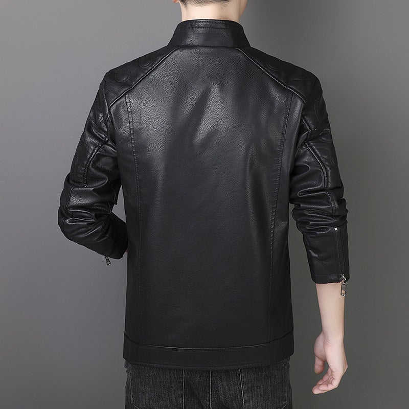 Men'S Motorcycle Pu Leather Men'S Coat Fashion Collar Casual Leather Jacket Men - Image 5