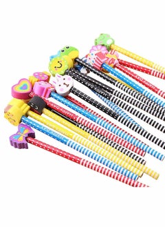 KASTWAVE Erasers, Cap Erasers, 12 Pack, Animal Eraser Caps, Erasers for Kids, Eraser Pencil, Cute Erasers, Colorful Erasers, School Supplies Eraser Pattern Random  - Image 1