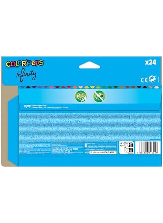 Maped Colour Peps Infinity Colouring Pencils Pack Of 24 100 Percent Coloured Lead No Sharpening Necessary 100 Percent Usable Soft And Very Comfortable On Paper - Image 2
