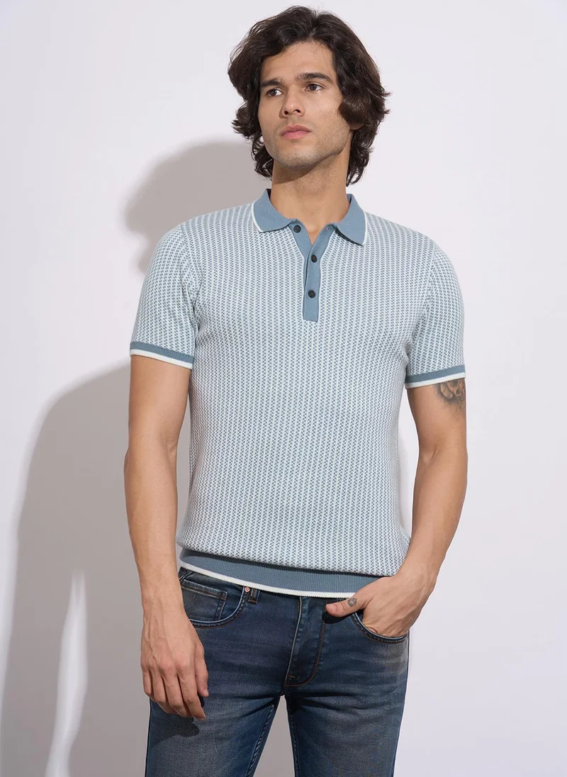 بيينغ هيومان Self Design Polo Collar T-shirt