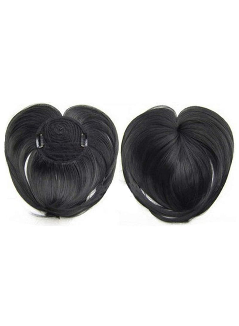 Estelle Women Bangs Hair Clip Simulation Human Hair Extensions High Temperature Wigs Bangs Synthetic Hairpiece Black - Image 1