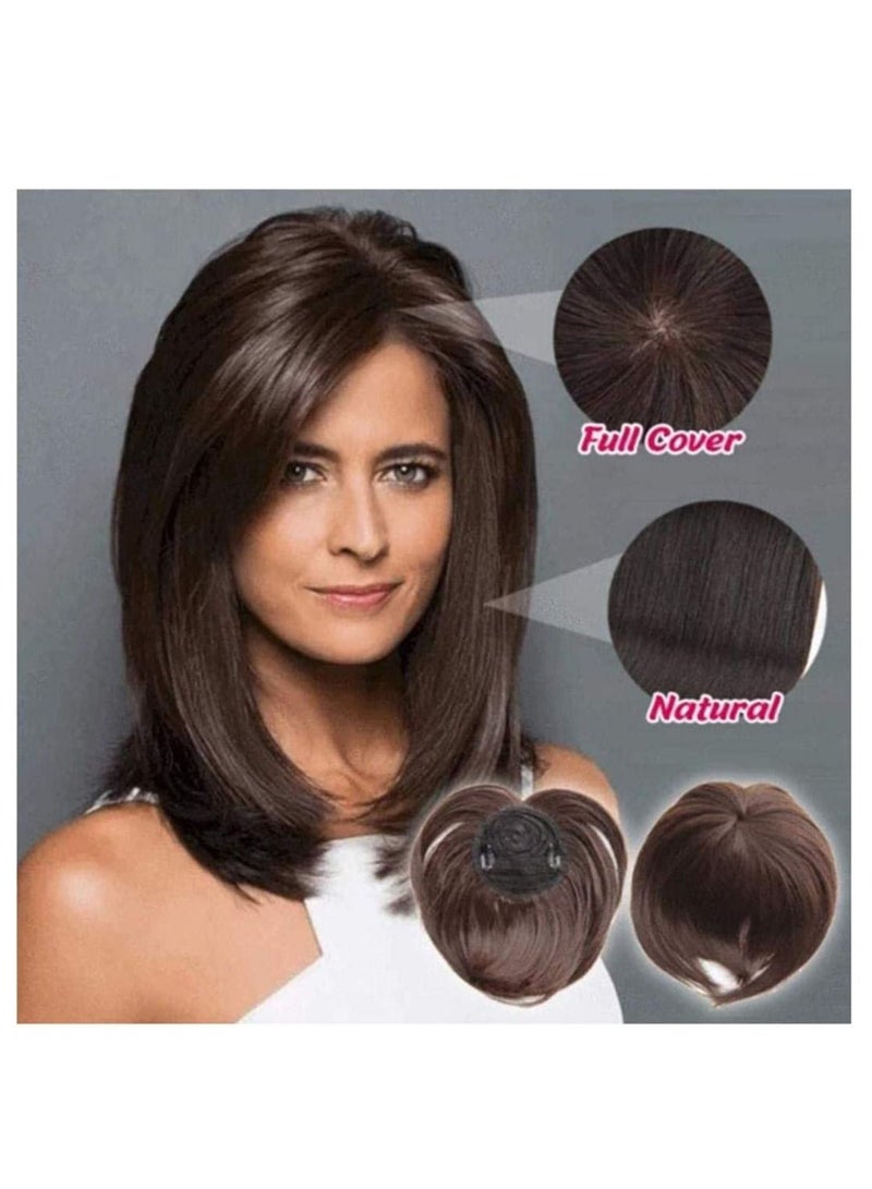 Estelle Women Bangs Hair Clip Simulation Human Hair Extensions High Temperature Wigs Bangs Synthetic Hairpiece Black - Image 3