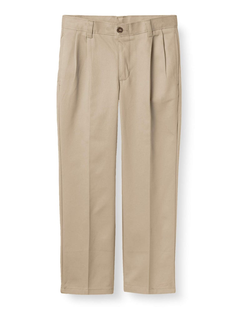 Chaps Boys School Uniform Pleated Twill Pant Khaki 4