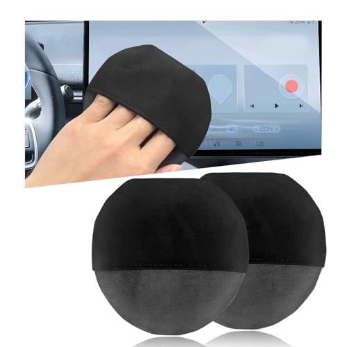 Ohleats Car Screen Cleaner 433433 Microfiber Auto Screen Cleaning Pad Foldable Touch Screen Cleaner Cloth for Vehicle Dashboard LCD Display Interior Car Accessories Round 2PCS - Image 1