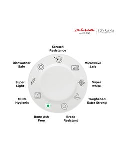 Diva La Opala Diva Sovrana Collection Opal Glass Crockery | for Family of 6 | Dinner Set 33 pcs Regent Blue | Plates & Bowls for Dining | Microwave Safe | 100% Vegetarian | Extra Strong | Light & White  - Image 4
