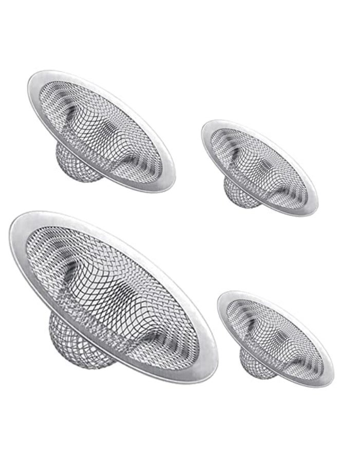 4 PCS Heavy Duty Stainless Steel Sink Strainer Set for Kitchen and Bathroom Drains - Image 2