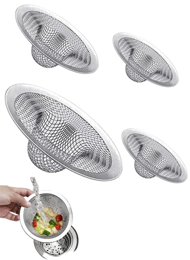 4 PCS Heavy Duty Stainless Steel Sink Strainer Set for Kitchen and Bathroom Drains - Image 1