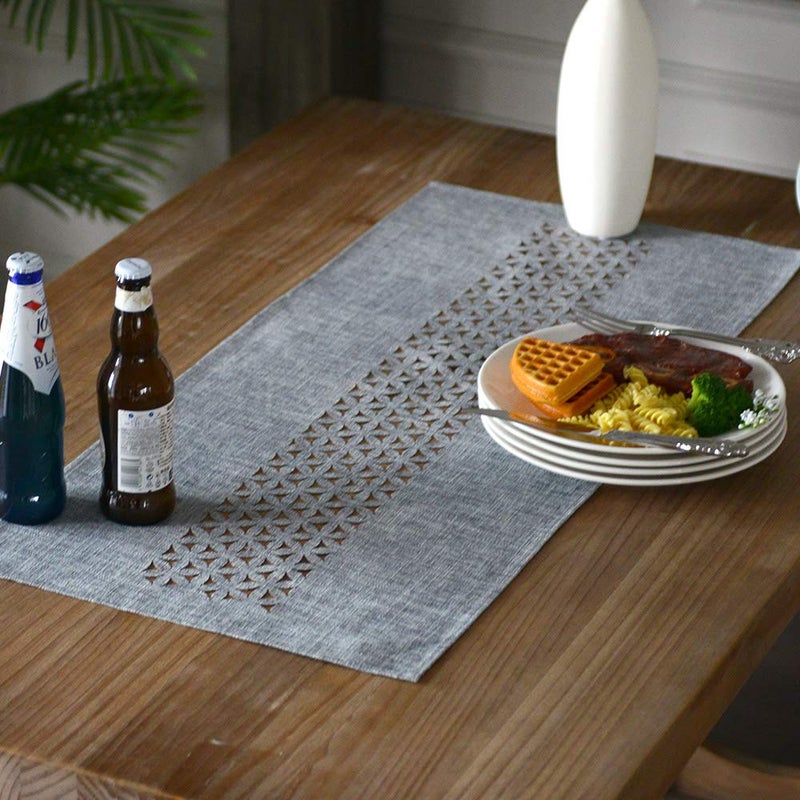 ARTABLE Rectangle Table Runners Fabric Home Garden Table Runner with Well-Trimmed Edge for Picnics Indoor and Outdoor Dining Holiday Long Tables (Gray, 16 x 28 Inch) - Image 1