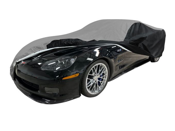 SR1 Performance C6 Corvette Ultraguard Plus Car Cover Indoor/Outdoor Protection Water Resistant 300 Denier Custom Fit For All 2005-2013 Corvettes (Gray/Black) - Image 2