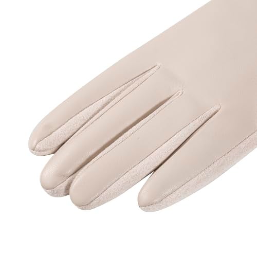 Kebesu Winter Fashion Leather Gloves for Women, Touch Screen Wool Lined Outdoor Windproof Warm Suede Driving Dress Gloves - Image 5