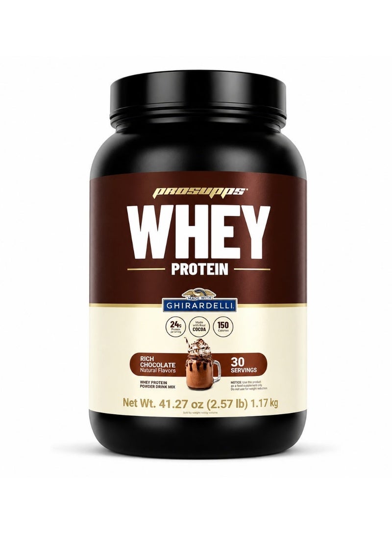 ProSupps Ghirardelli Whey Protein 30 serving 2.57lb Rich Chocolate - Image 1