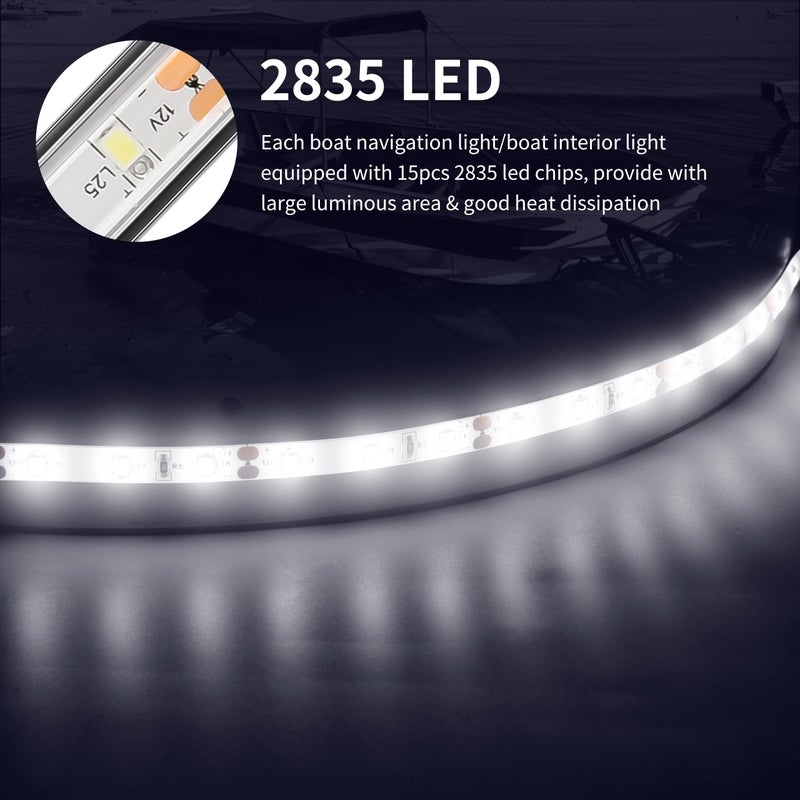RVZONE LED Boat Interior Lights, Boat Led Strip Lights Marine Waterproof Marine Lighting Strip Night Fishing Lighting for Pontoon, Dinghy, Kayak, Yacht,4 Pcs, White - Image 5