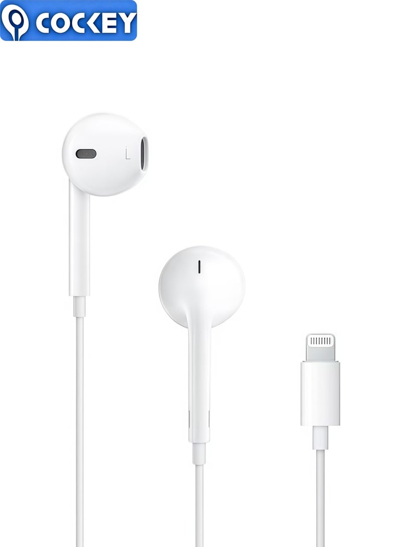 COCKEY EarPods With Lightning Connector | iPhone Headphones, [MFI Certified] Earphones Wired Stereo Sound Earbuds with Microphone and Volume Control, Compatible with iPhone 14/13/12/SE/11/XR/XS/X/7/7 Plus/8 - Image 1