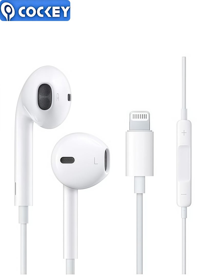 COCKEY EarPods With Lightning Connector | iPhone Headphones, [MFI Certified] Earphones Wired Stereo Sound Earbuds with Microphone and Volume Control, Compatible with iPhone 14/13/12/SE/11/XR/XS/X/7/7 Plus/8 - Image 2