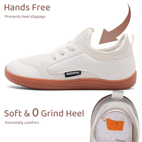 WateLves Toddler LittleBig Kid Wide Barefoot Shoes Boys Girls Minimalist Sneakers Splay Naturally Lightweight Breathable Running Tennis Shoes White 29 - Image 3