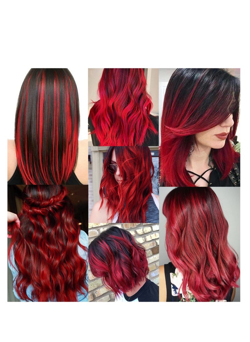 KASTWAVE 10 Pcs Red Hair Extensions Hairpieces 22 Inch Straight Hair Extensions Clip for Wig Straight Hairpieces Fashion Cosplay Party Clip for Girls Women - Image 5